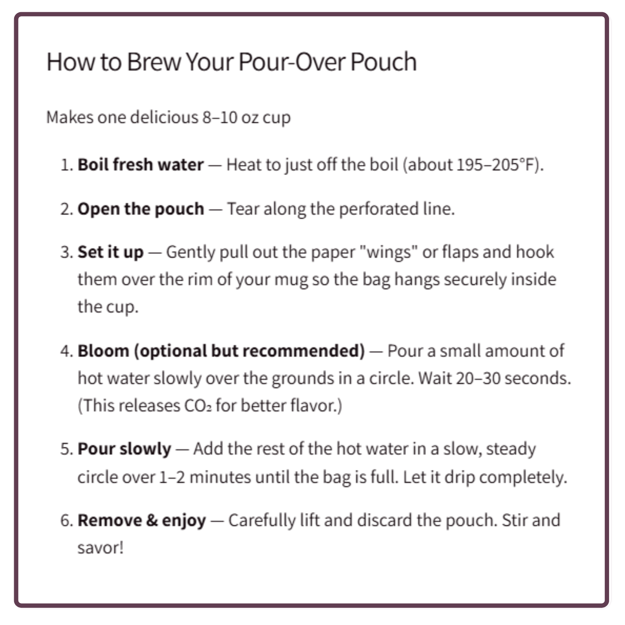 Pour-Over SAMPLE PACK